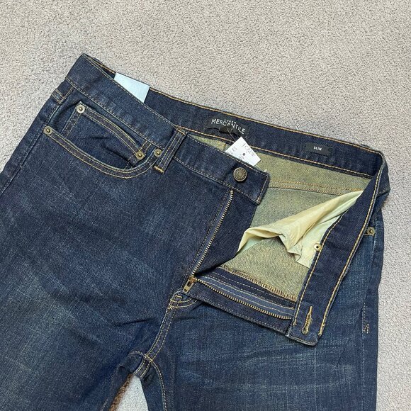 J.Crew Mercantile Factory Slim Fit Dark Wash Denim Men's 33x32 NWT - Picture 4 of 9